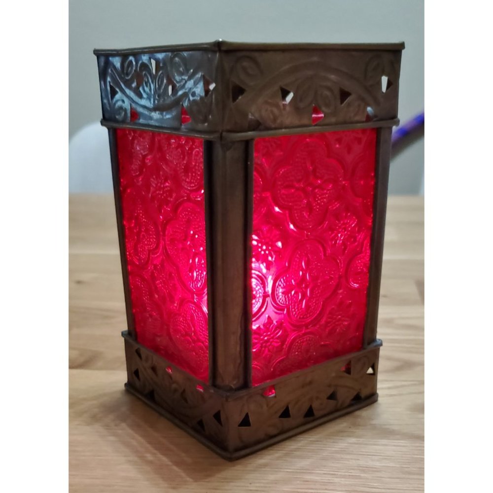 Colored Glass Candle Holder - Red